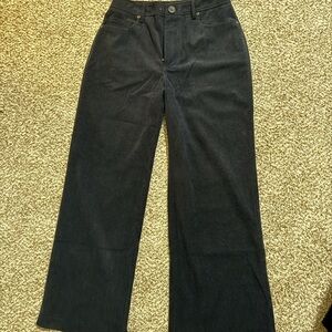 Navy Corduroy Wide-Leg Pants